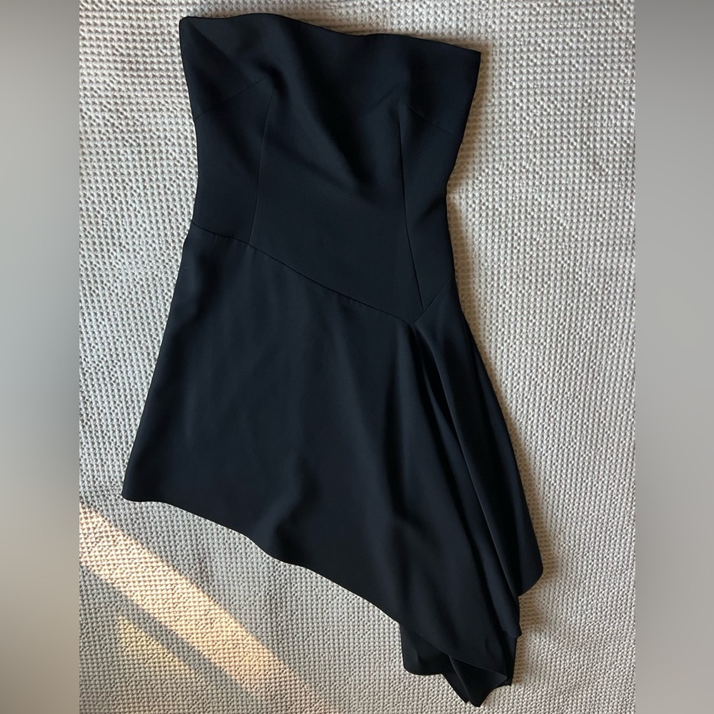Alexander McQueen Black Wool Asymmetrical Dress
